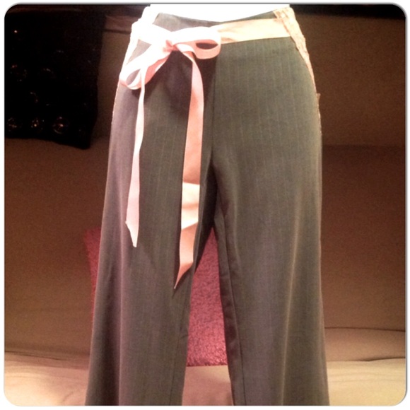 Rare Charlotte Russe NWT Vintage Juniors ankle Crop gray & pink dress pants sz 3 - Picture 7 of 7
